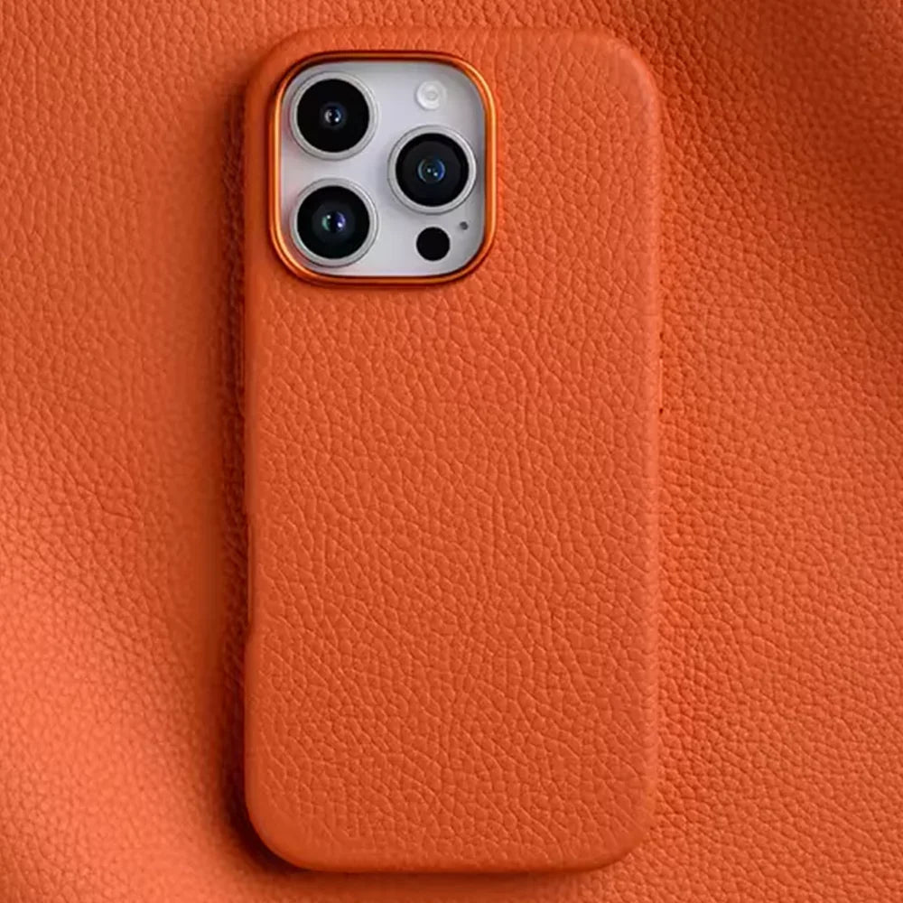 iPhone 16 Pro Max Melkco Origin Paris Premium Leather Magsafe Cover - Orange