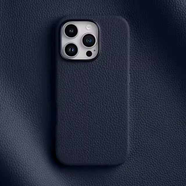 iPhone 16 Pro Melkco Origin Paris Premium Leather Magsafe Cover - Navy Blue